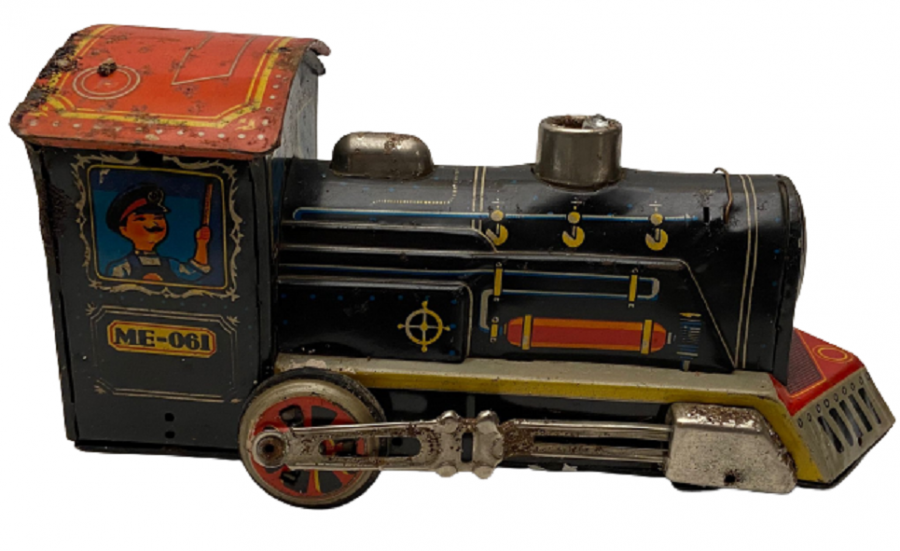 1960 TENEKE M- 061 TREN MEKANİK  PİLLİ OYUNCAK TREN LOKOMOTİF