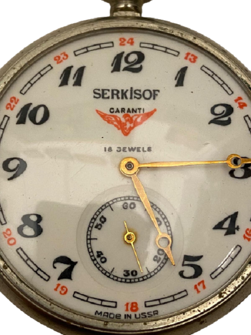 1940  SERKİSOF TAŞLI KURMALI MEKANİK DEVLET DEMİR YOLLARI GARANTI KÖSTEKLİ SAAT SORUNSUZ DAKİK CALIŞIR