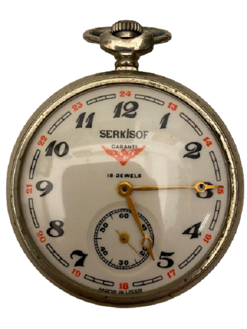 1940  SERKİSOF TAŞLI KURMALI MEKANİK DEVLET DEMİR YOLLARI GARANTI KÖSTEKLİ SAAT SORUNSUZ DAKİK CALIŞIR