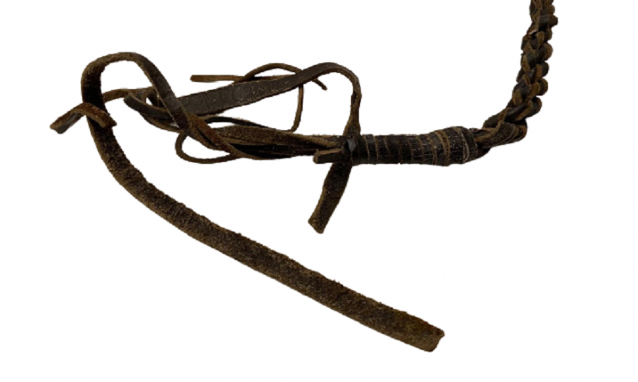 OSMANLI KAMCI AGA İŞİ ELDE TAŞINAN EL YAPIMI DERİ KIRBAÇ