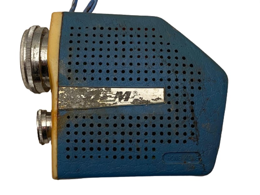 1970 GEM POCKET RADIO  HONG KONG PİLLİ CEP RADYO TEK DALGA MAVİ RENKDE