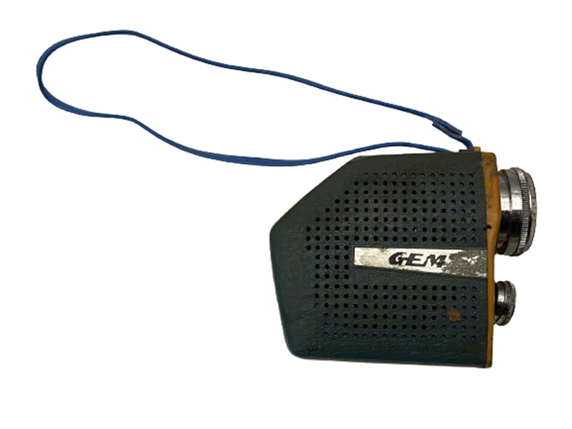 1970 GEM POCKET RADIO  HONG KONG PİLLİ CEP RADYO TEK DALGA MAVİ RENKDE