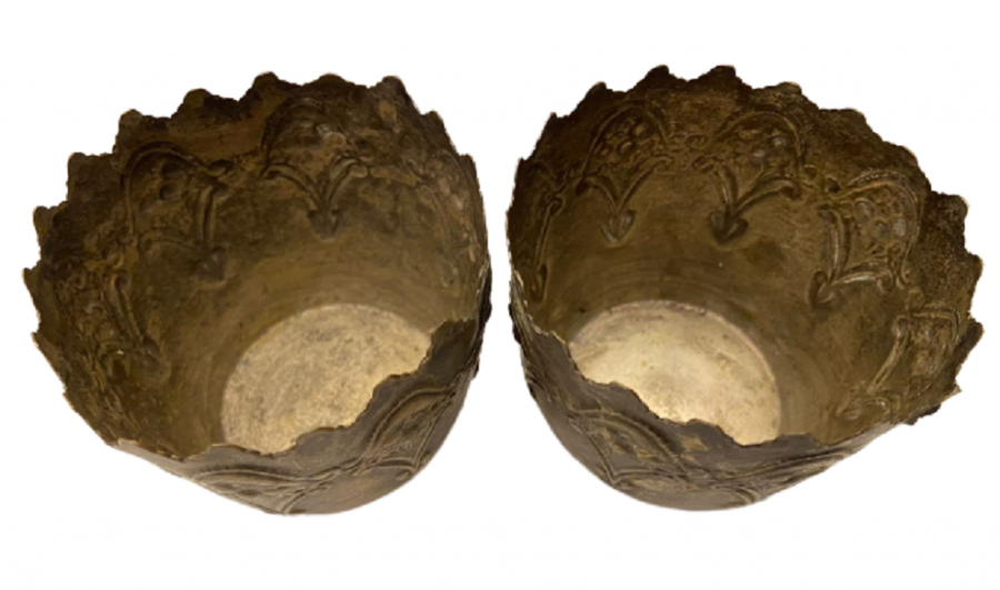 OSMANLI ÜZERİ KABARTMA EL İŞCİLİKLİ İKİ ADAET BARDAK ZARFI