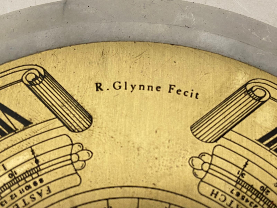 EL YAPIMI R.GİYNNE FECİT MERMER KAİDE ÜZERİ BRONZ ASİT YAZI  PUSULA VE GÜNEŞ SAATİ