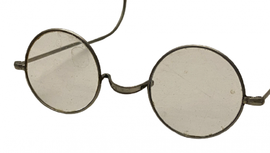 OSMANLI ORİJİNAL KABINDA MUHAFAZA  KUTUSUNDA METAL TEL YUVARLAK CAM NUMARALI BANKER  GÖZLÜK