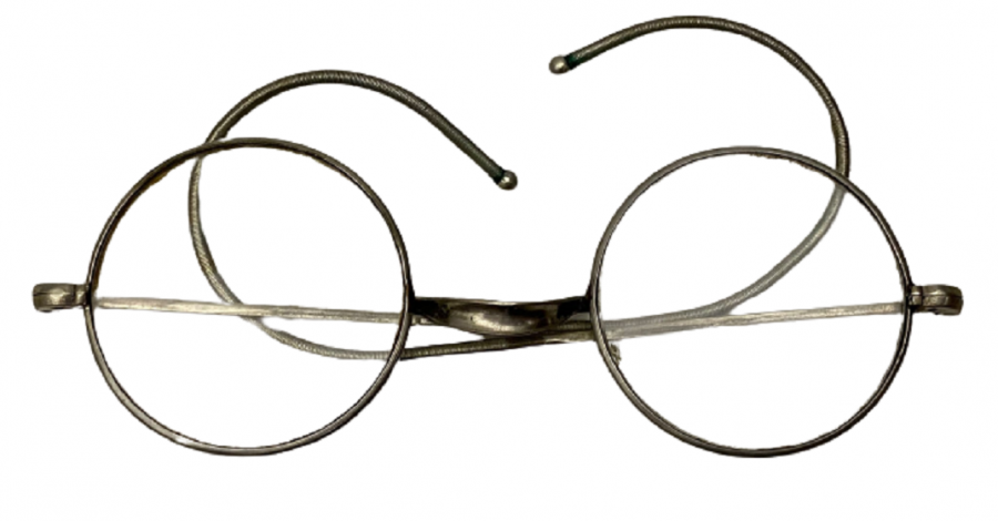 OSMANLI ORİJİNAL KABINDA MUHAFAZA  KUTUSUNDA METAL TEL YUVARLAK CAM NUMARALI BANKER  GÖZLÜK