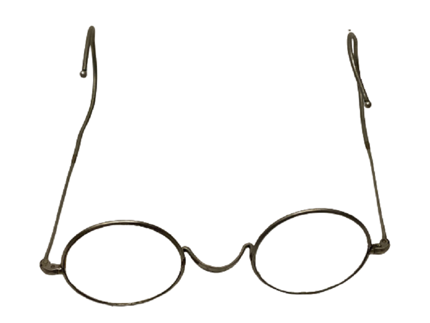 OSMANLI ORİJİNAL KABINDA MUHAFAZA  KUTUSUNDA METAL TEL YUVARLAK CAM NUMARALI BANKER  GÖZLÜK