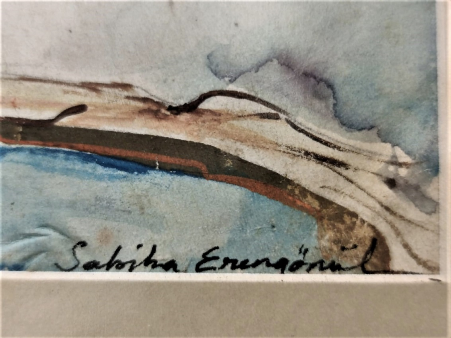 SABİHA ERENGÖNÜL ORJİNAL  İMZALI KARIŞIK TEKNİK  CALIŞMASI (1941-1982) 32 x 30 CERCEVELİ