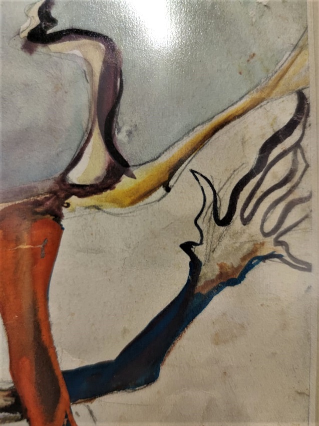 SABİHA ERENGÖNÜL ORJİNAL  İMZALI KARIŞIK TEKNİK  CALIŞMASI (1941-1982) 32 x 30 CERCEVELİ