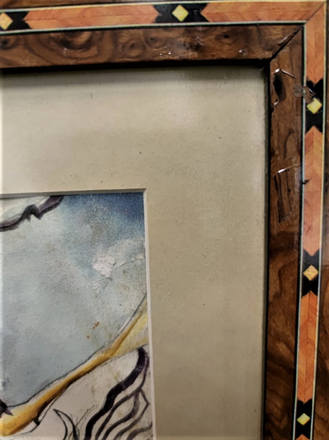 SABİHA ERENGÖNÜL ORJİNAL  İMZALI KARIŞIK TEKNİK  CALIŞMASI (1941-1982) 32 x 30 CERCEVELİ