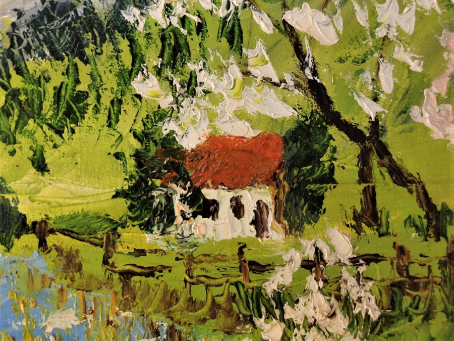 SALİH  ZEKİ 1996 TARİHLİ VE İMZALI YAGLI BOYA ESER IRMAK KENARINDA CAMAŞIR YIKAYANLAR KONULU 