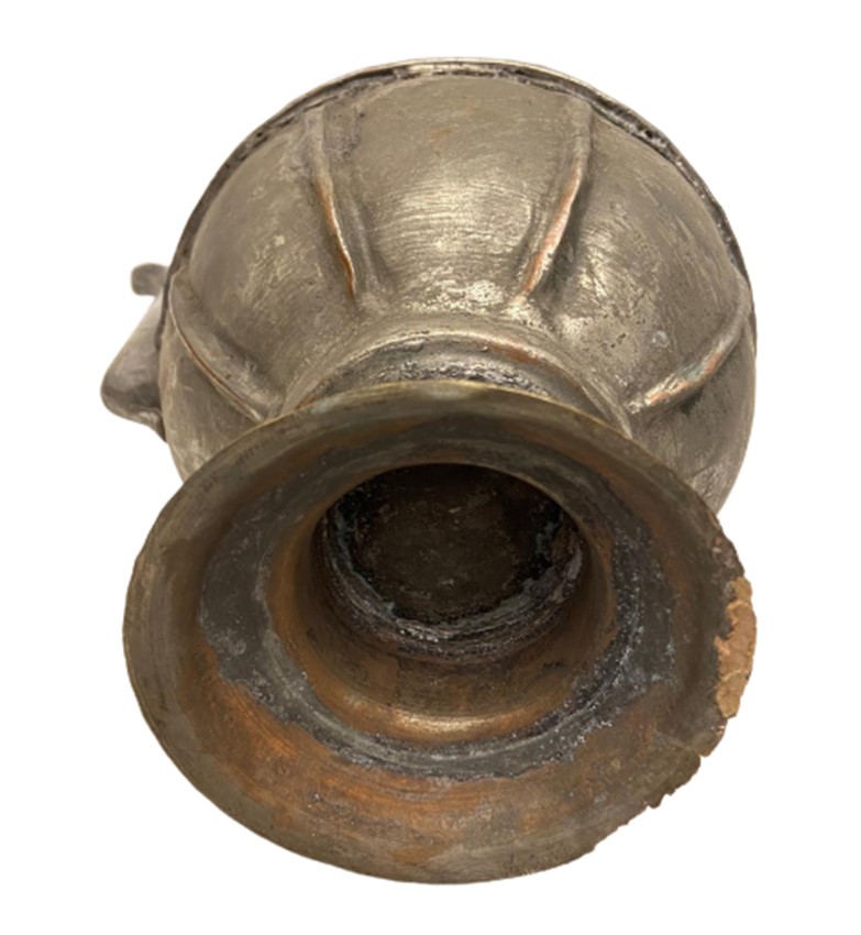 ESKİ BAKIRLARDAN BOZULUP BİRLEŞTİRİLEREK  EL İLE YAPILMIŞ LEHİMLİ KAPAKLI KULPLU BAKIR İBRİK