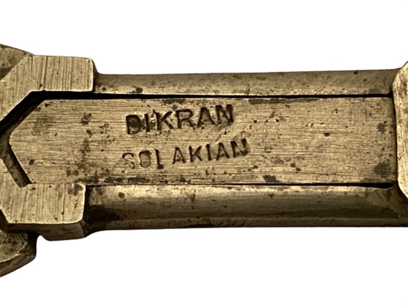 1905 OSMANLI ÜZERİ YAZILI KUYUMCU PARMAK TERAZİ  DİKRAN SOLAKIAN METAL TARTI ALETİ