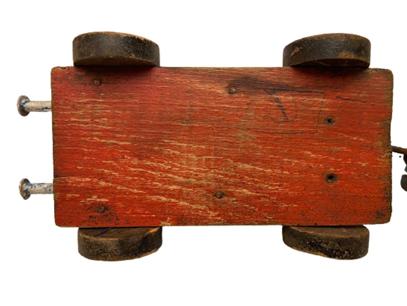 1950 EL YAPIMI AHŞAP OYUNCAK LOKOMATİF VE TEK YÜK VAGONLU TREN