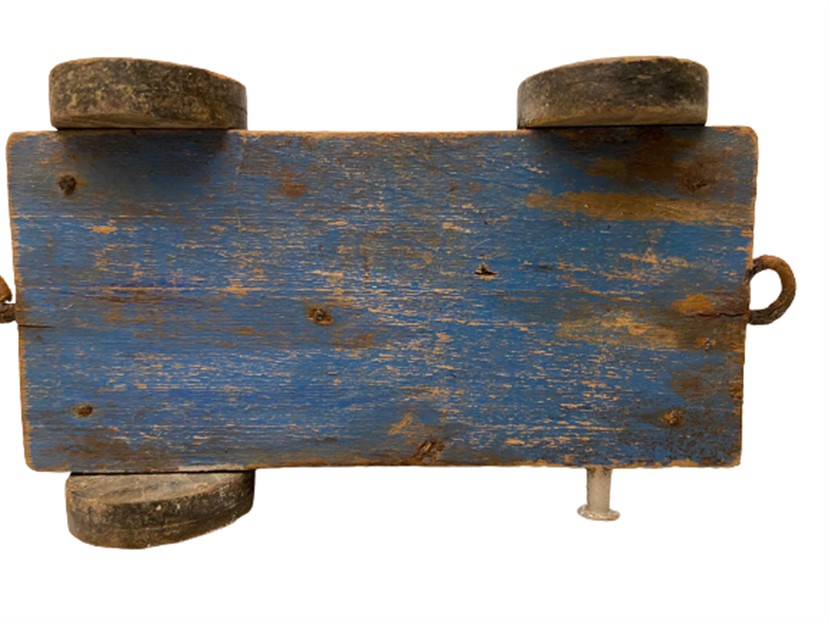 1950 EL YAPIMI AHŞAP OYUNCAK LOKOMATİF VE TEK YÜK VAGONLU TREN