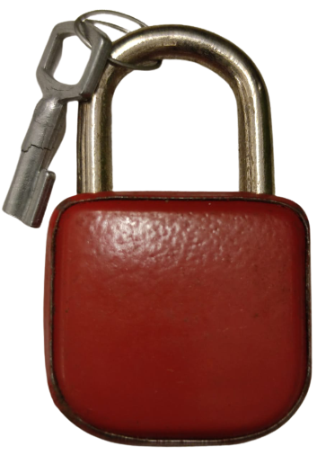 1960 AMİRAL MARKA METAL ANAHTARLI  ASMA KİLİT KIRMIZI RENKDE  