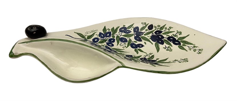 SERAMİK  EL YAPIM BOYAMA SANATCI İMZALI ZEYTİN TADIM SUNUM TABAĞI