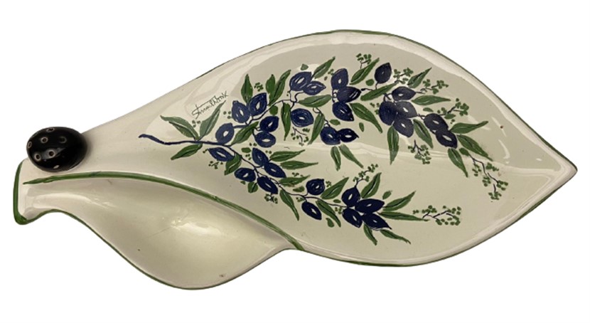 SERAMİK  EL YAPIM BOYAMA SANATCI İMZALI ZEYTİN TADIM SUNUM TABAĞI