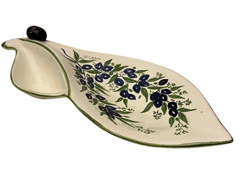 SERAMİK  EL YAPIM BOYAMA SANATCI İMZALI ZEYTİN TADIM SUNUM TABAĞI