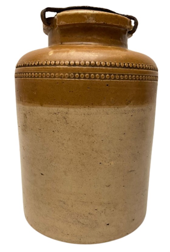 1800 NADİR KOLEKSİYON PARCASI ENGLAND SRD PATENT BAILEY & Co FULHAM DAMGALI ÜZERİ DEMİR VE TAŞ KAPAK KİLTLİ KAPAKLI SIVI SAKLAMA KABI TERRACOTTA PİŞMİŞ KİLDEN KUP