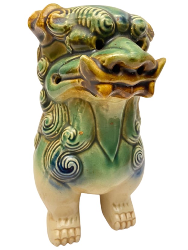 1960 SERAMİK SANATCI İŞİ TAMAMI EL YAPIMI & EL BOYAMA ÇİN EJDERHASI FİGÜRÜ