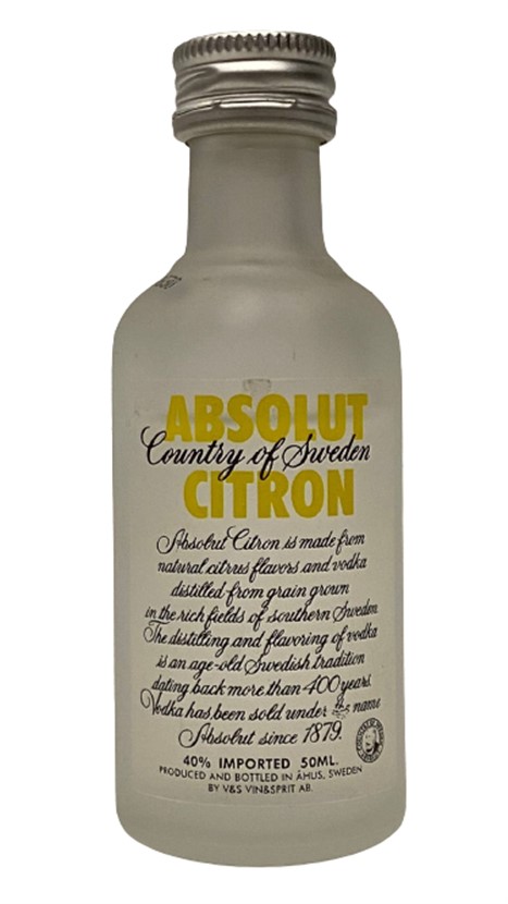 ABSOLUT CITRON VODKA 50 ML MİNYATÜR İÇKİ VOTKA ŞİŞESİ KAPAGI ACILMAMIŞ DOLU KOLEKSİYON