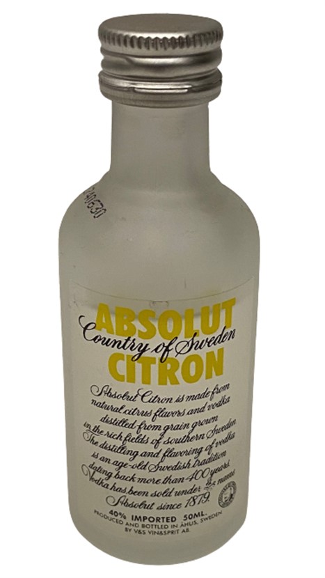 ABSOLUT CITRON VODKA 50 ML MİNYATÜR İÇKİ VOTKA ŞİŞESİ KAPAGI ACILMAMIŞ DOLU KOLEKSİYON