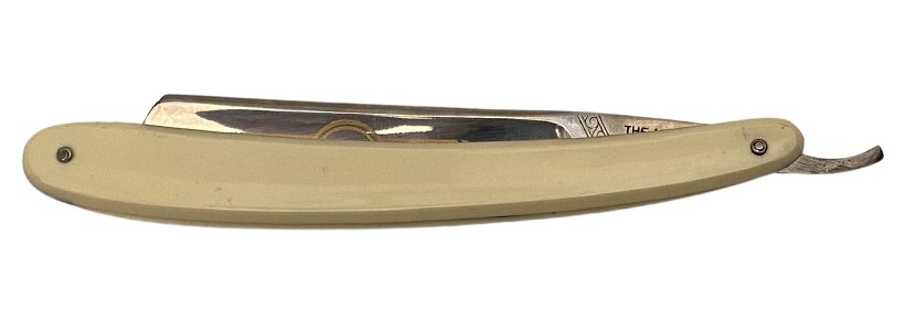 1950 ORİJİNAL KENDİ KUTUSUNDA KULLANILMAMIŞ 0 EXTRA HOLLOW GROUND FULLY WARRANTED BEYAZ BAKALİT SAPLI USTURA