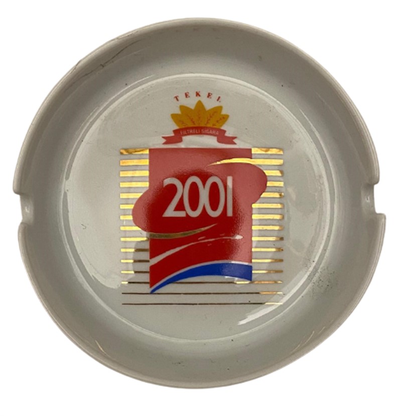 1980 KÜTAHYA PORSELEN TEKEL 2001 SİGARA REKLAMLI PORSELEN KÜLLÜK