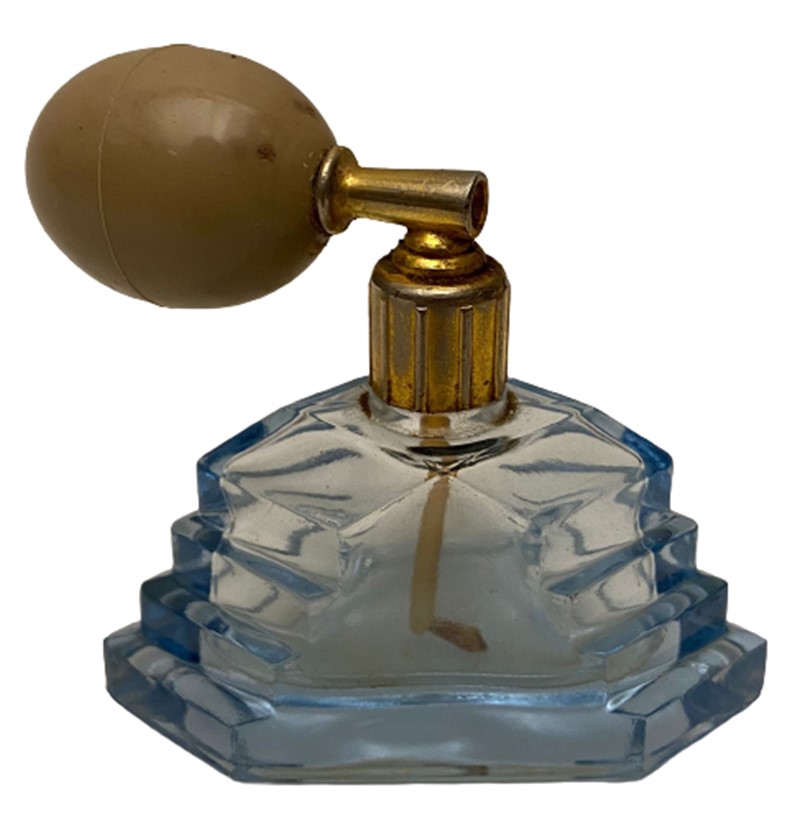 1950 UCUK MAVİ CAM POMPALI SİSTEM PARFÜM ŞİŞESİ