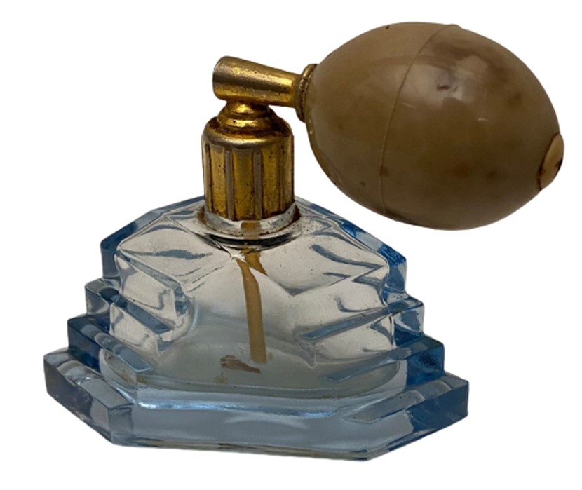 1950 UCUK MAVİ CAM POMPALI SİSTEM PARFÜM ŞİŞESİ