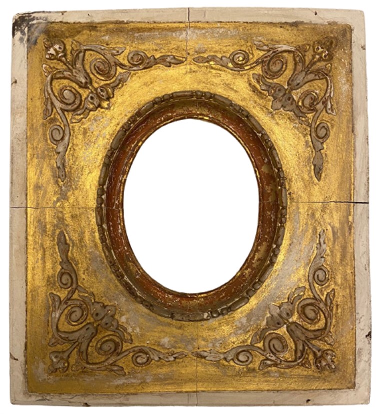 OSMANLI EL YAPIMI ALÇI ÜZERİ ALTIN VARAK YALDIZ KABARTMA İŞLEMELİ ÇİFT ÇERÇEVE