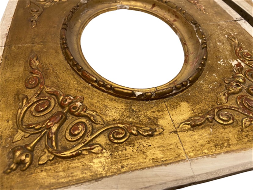 OSMANLI EL YAPIMI ALÇI ÜZERİ ALTIN VARAK YALDIZ KABARTMA İŞLEMELİ ÇİFT ÇERÇEVE