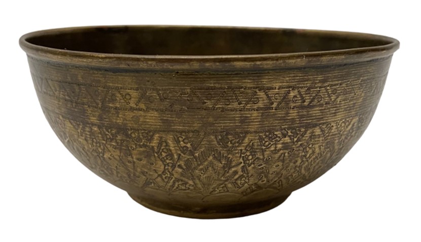 OSMANLI ÜZERİ KALEM İŞLEMELİ PİRİNC KASE 