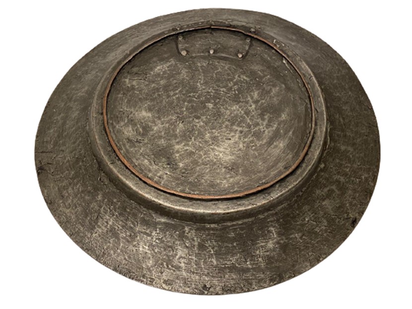 OSMANLI DÖGME BAKIR  BUYUK BOY ÜZERİ KALEM İŞLEMELİ  TAMİR YAMALI BAKIR LENGER