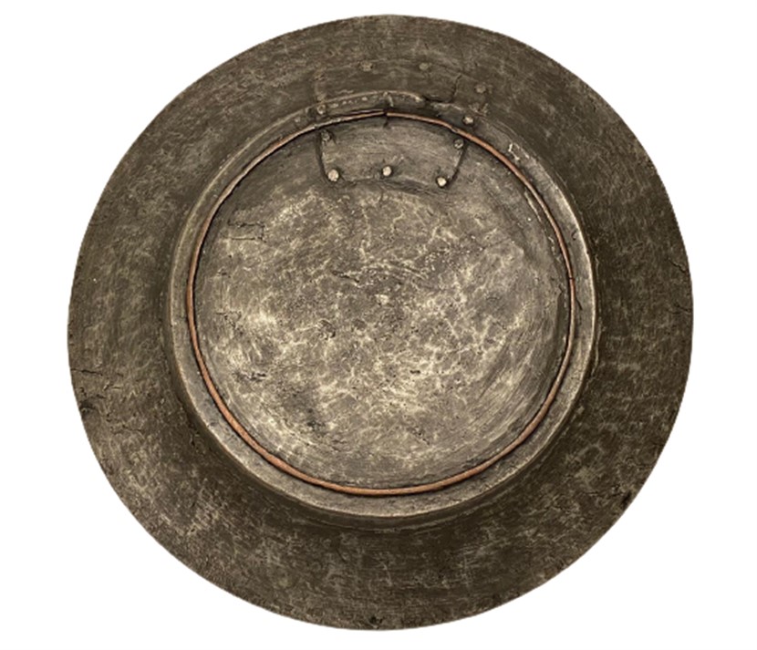 OSMANLI DÖGME BAKIR  BUYUK BOY ÜZERİ KALEM İŞLEMELİ  TAMİR YAMALI BAKIR LENGER