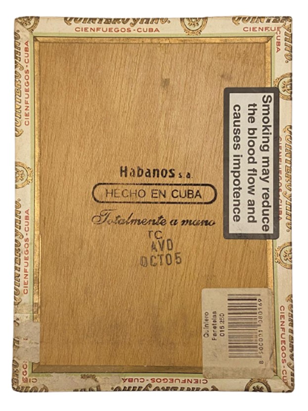 FABRICA DE TABACOS QUINTERE Y HNO CIENFUEGOS 25 Lİ AHŞAP İÇERSİ BOŞ KAPAKLI PURO KUTUSU