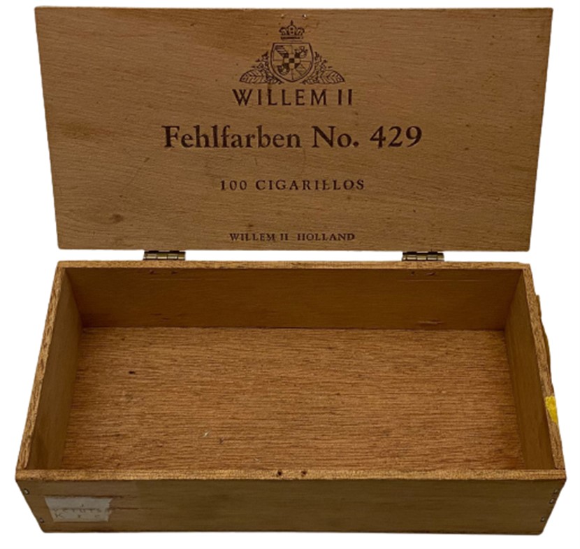 WILLEM II FEHLFARBEN NO.429 100 CIGARILLOS AHŞAP KAPAKLI İÇERSİ BOŞ SİGARA KUTUSU
