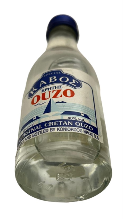 KONIORDOS BROS ORIGINAL CRETAN OUZO 40 ML MİNYATÜR UZO İÇKİ ŞİŞESİ KAPAGI ACILMAMIŞ DOLU KOLEKSİYON 