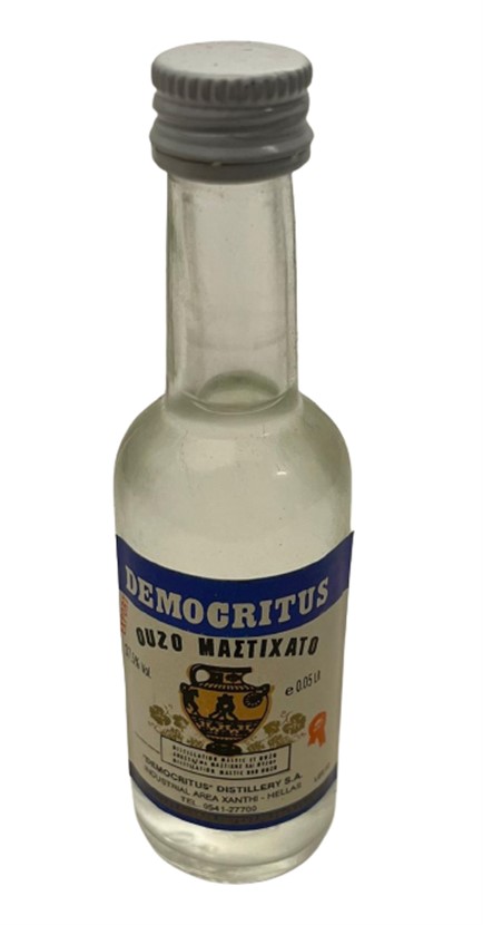 GREECE DEMOCRITUS OUZO 50 ML MİNYATÜR İÇKİ ŞİŞESİ KAPAGI ACILMAMIŞ DOLU KOLEKSİYON 