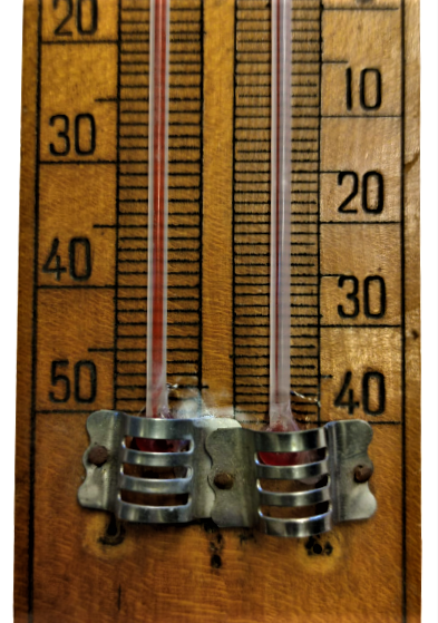 1950 MINIMA MAXIMA AHŞAP MASIF TERMOMETRE CİFT KIRMIZI CIVA CUBUKLU ODA İÇİ DERECE 