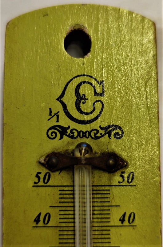 1950 TERMOMETRE AHŞAP MASIF CAM KIRMIZI CIVALI DERECE ODA İÇERSİ SICAKLIK VE SOUK ÖLCER