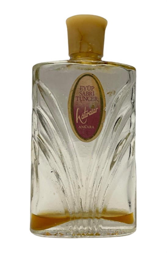 1960 EYÜP SABRİ TUNCER  HATIRALAR ANKARA ETİKETLİ ŞİŞE KOLONYA ŞİŞESİ