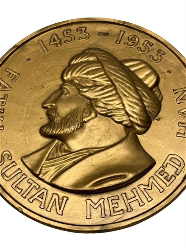 FATİH SULTAN MEHMED HAN 1453  1953  YAZILI MİKA MADALYON DENİZCİLİK BANKASI T.A.O