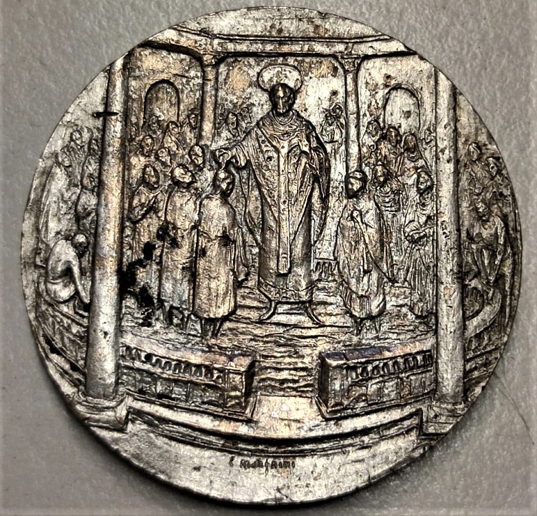 ARCIDIOCESI DI MILANO ANNO SANTAMBROSIANO MEDAGLIA  SİLVER PLATE 1996 1997 MADALYA BRONZ GÜMÜŞ KAPLAMA