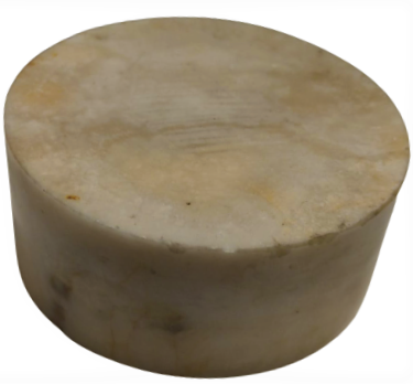 KREM RENKDE DAMARLI MARMARA MERMER İNDEN YAPILMIŞ  DAİRESEL FORMDA MASA ÜZERİ KÜLLÜK