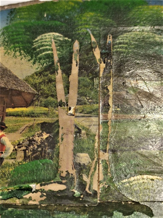 1960 KÜTÜK AGAC AHŞAP ÜZERİNE  SCHWANZ WALD SANATCI İMZALI TEKNİK CALIŞMASI  KARA ORMAN HATIRASI