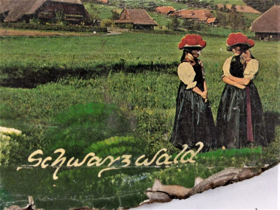 1960 KÜTÜK AGAC AHŞAP ÜZERİNE  SCHWANZ WALD SANATCI İMZALI TEKNİK CALIŞMASI  KARA ORMAN HATIRASI