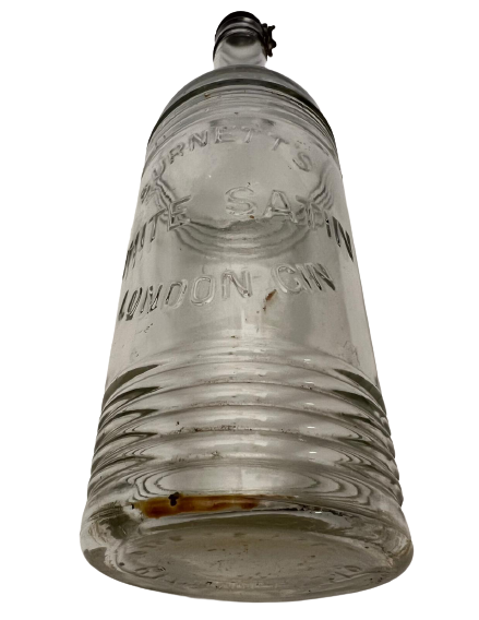 1940 BURNETT'S WHITE SATIN  GIN LONDON CIN CAM BEYAZ ÜZERİ KABARTMALI YAZI METAL KİLİTLİ KAPAK