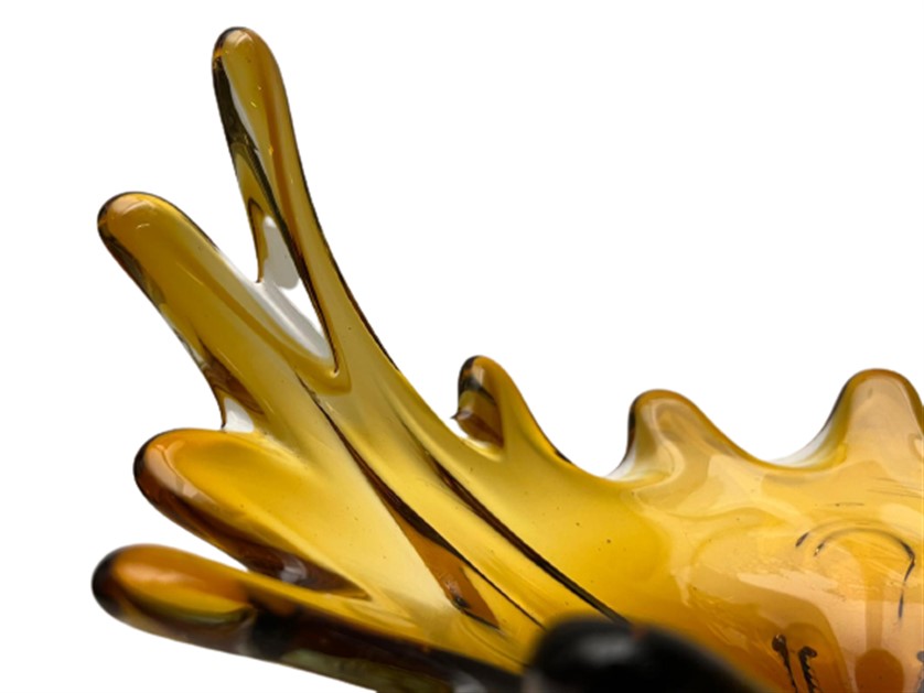 İTALYAN MURANO İŞÇİLİKLİ BÜYÜK BOY BAL RENGİ MASA SEHBA ÜZERİ MEYVA VEYA ŞEKERLİK